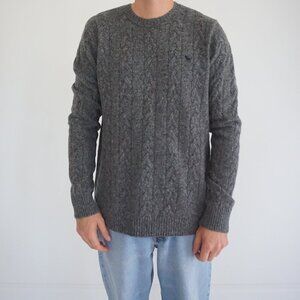 Abercrombie & Fitch Gray Cable Knit Sweater Wool Blend Classic Old Money XL